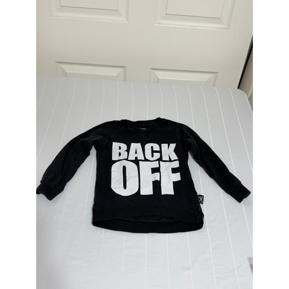 Nununu Kids Black Back Off Graphic Long Sleeve Raglan Top Size 3-4Y